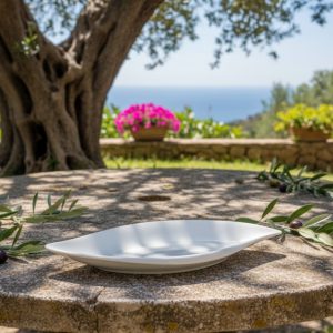 14″ Ceramic Fish Plate – White Large Fish-Shaped Serving Platter