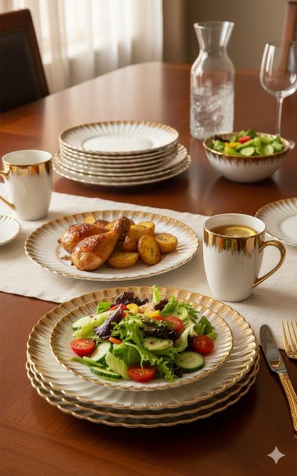 Ceramic Shell 24‑Piece Dinner Set