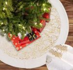 Faux Fur Christmas Tree Skirt – 90 cm (White Silver / White Gold)