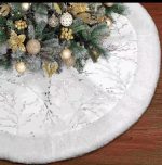 Faux Fur Christmas Tree Skirt – 90 cm (White Silver / White Gold)