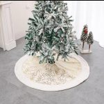 Faux Fur Christmas Tree Skirt – 90 cm (White Silver / White Gold)
