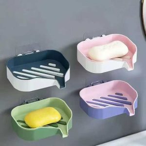 Wall Mounted Soap Dish – Removable Drain Tray (Pink‑White / All Pink / Green)