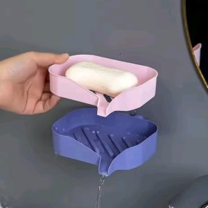 Wall Mounted Soap Dish – Removable Drain Tray (Pink‑White / All Pink / Green)