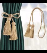 1pair Tassel Curtain Tieback – Gold Curtain Rope Holder