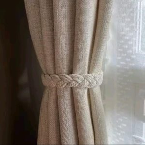 1 Pair Handmade Magnetic Curtain Tieback – Cotton Rope Strap Curtain Holder Clip for Home Decor