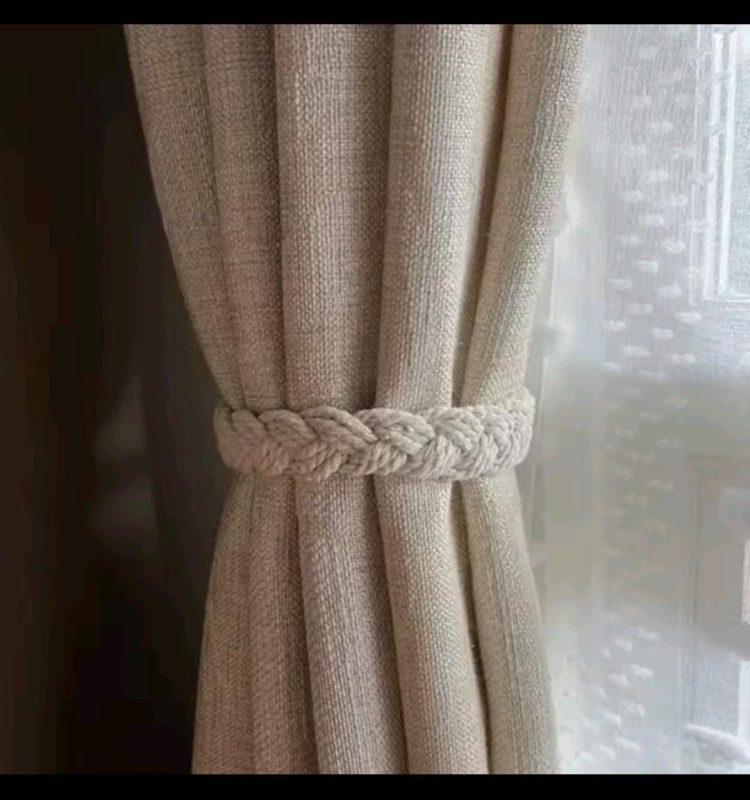 1 Pair Handmade Magnetic Curtain Tieback – Cotton Rope Strap Curtain Holder Clip for Home Decor