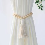 Macrame Curtain Tiebacks – Wooden Beads Boho Curtain Accessories for Home Decor (Set of 2)