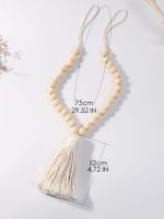 Macrame Curtain Tiebacks – Wooden Beads Boho Curtain Accessories for Home Decor (Set of 2)
