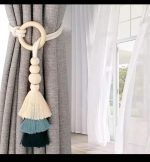 2pcs Tassel Curtain Tie Backs Wooden Bead Curtain Tiebacks – Bohemian Decorative Curtain Clasp (Pair)