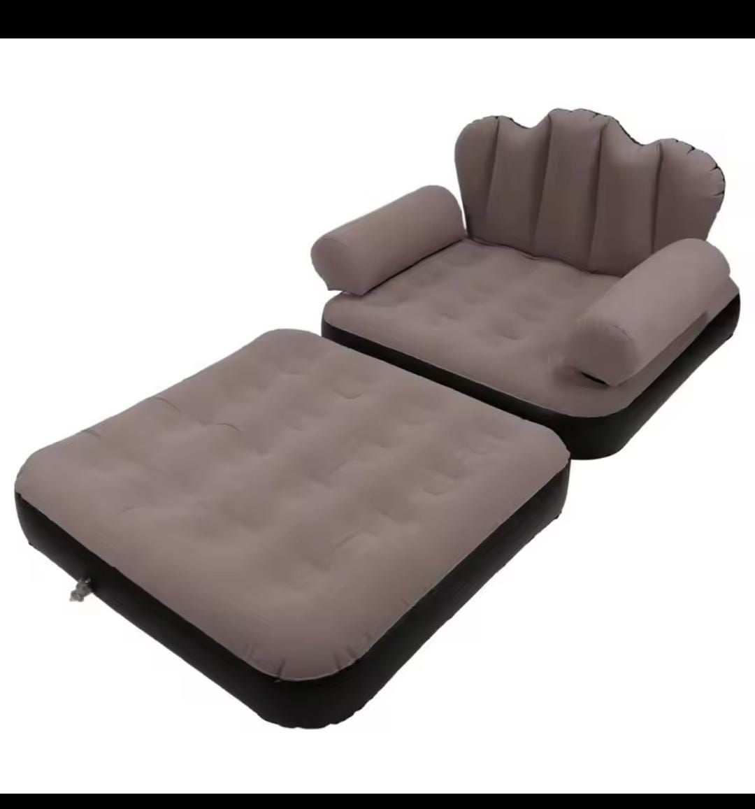 5 in 1 Inflatable Couch Lazy Sofa Bed – Brown (Foldable Waterproof 1-Seater Sofa Pull-Out Bed)