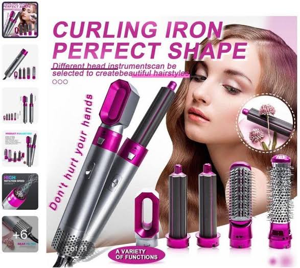 New Five-In-One Automatic Curling Iron & Hair Styling Comb – Blow Dryer, Straightener & Curler for All Hair Types New Five-In-One Automatic Curling Iron & Hair Styling Comb – Blow Dryer, Straightener & Curler for All Hair Types