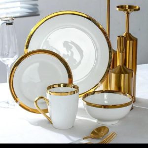 24 pcs gold line ceramic dinner set