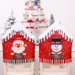 Ornamental Christmas Chair Back Covers – Santa Claus & Snowman (57 × 48 cm)