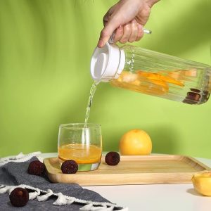 Transparent Ribbed 1.5 L Juice & Cold Water Carafe