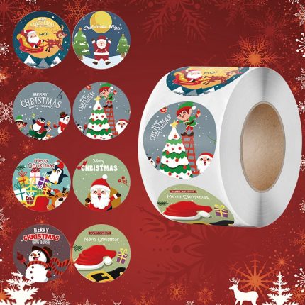 Christmas Adhesive Stickers – 1 inch (500 stickers / roll)