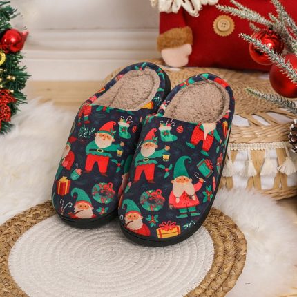 Christmas Themed Warm Indoors Shoes – Cozy Non-Slip Waterproof House Shoes