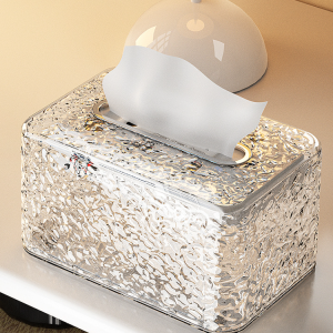 Water Ripple Tissue Box – Transparent Glacier Pattern