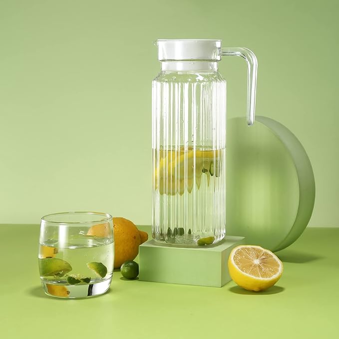 Transparent Ribbed 1.5 L Juice & Cold Water Carafe