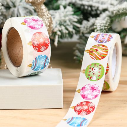 Christmas Adhesive Stickers – 1 inch (500 stickers / roll)