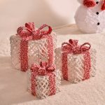 3pcs/set Christmas Decoration Gift Box With Lights Christmas Tree Ornament Iron Art
