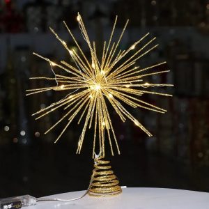 LED CRYSTAL TREE TOPPER WITH LIGHT – Battery Powered 30 cm x 25 cm