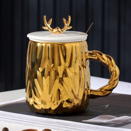 Nordic Ceramic Sugardish/Cup With Cover With Antlers
