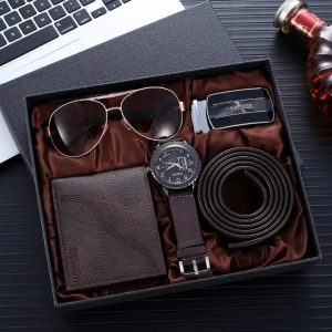 MOONGRASS Men’s Gift Set – Watch, Belt, Wallet & Sunglasses