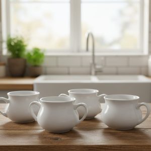 Ceramic Soup Pot Cup With 2 Handles – 500 ml White