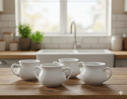 Ceramic Soup Pot Cup With 2 Handles – 500 ml White