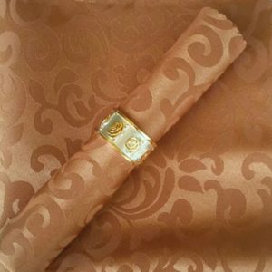 Napkin Flowered Gold – Satin Jacquard 48×48 cm (Brown)