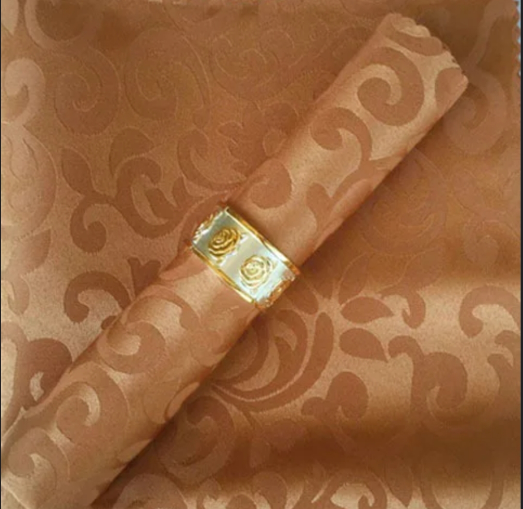 Napkin Flowered Gold – Satin Jacquard 48×48 cm (Brown) Napkin Flowered Gold – Satin Jacquard 48×48 cm (Brown)