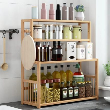 Bamboo Multifunctional Organising Rack – 3‑Layer (66×23×50 cm)