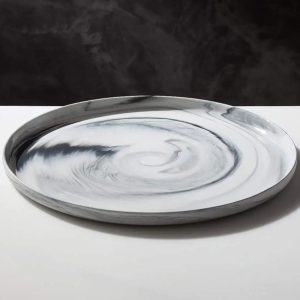 Premium Ceramic Plates – 10.5 inch Marble Porcelain Dinner Plates (Microwave & Dishwasher Safe)
