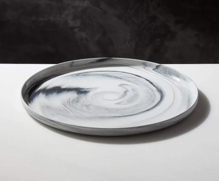 Premium Ceramic Plates – 10.5 inch Marble Porcelain Dinner Plates (Microwave & Dishwasher Safe)