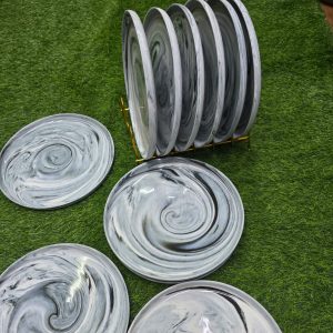 Premium Ceramic Plates – 10.5 inch Marble Porcelain Dinner Plates (Microwave & Dishwasher Safe)