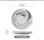 Premium Ceramic Plates – 10.5 inch Marble Porcelain Dinner Plates (Microwave & Dishwasher Safe)
