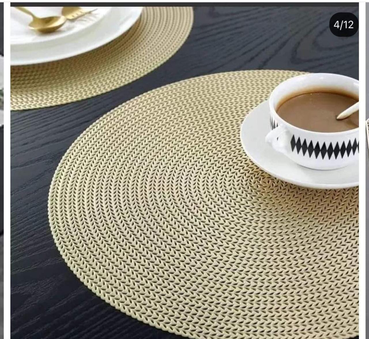 6 pcs PVC non-woven table mats – Gold & Silver