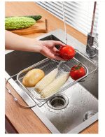 Stainless Steel Expandable Over‑The‑Sink Colander – Adjustable Kitchen Strainer Basket for Fruits & Vegetables