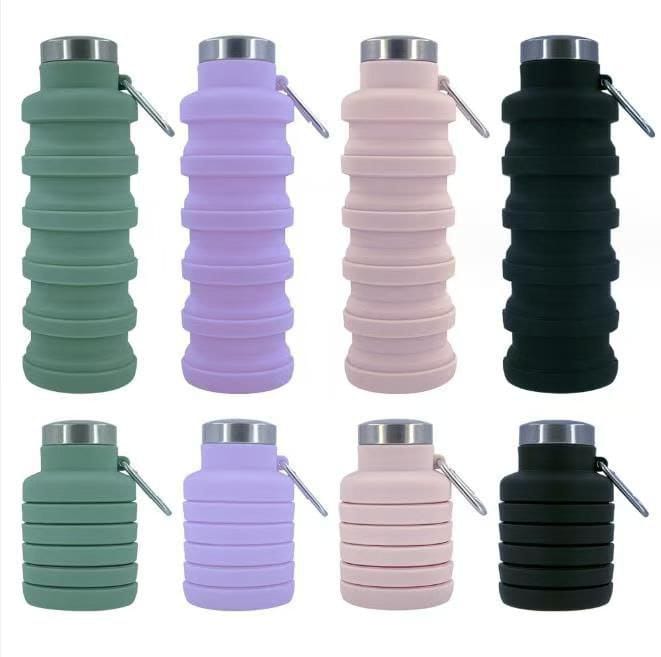 Foldable Silicon Water Bottle – 500ml Reusable & Portable (With Holder)
