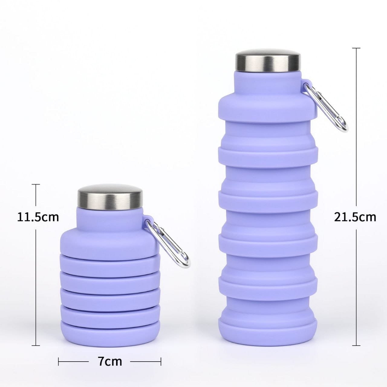Foldable Silicon Water Bottle – 500ml Reusable & Portable (With Holder)