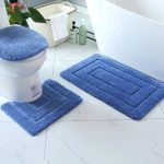 3pcs Bathroom Mats – Non-Slip Super Safe Bath Mat Set (Blue, Cream & Maroon)
