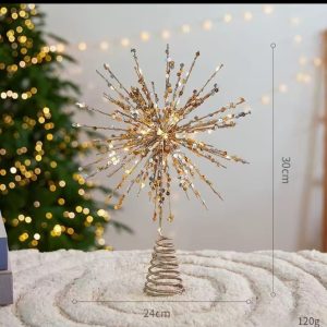 LED CRYSTAL TREE TOPPER WITH LIGHT – Battery Powered 30 cm x 25 cm