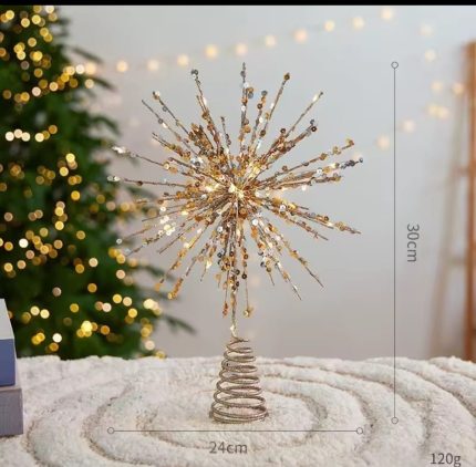 LED CRYSTAL TREE TOPPER WITH LIGHT – Battery Powered 30 cm x 25 cm