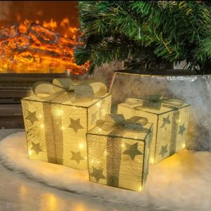 3pcs set lighted gift box – Battery Powered LED Holiday Gift Box Set