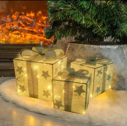 3pcs set lighted gift box – Battery Powered LED Holiday Gift Box Set