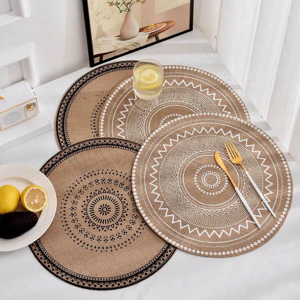 Boho Style Jute Table Place Mats – Set of 6pcs