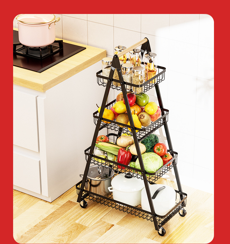 4 Layers Multifunctional Rack (Metal) – Kitchen & Home Storage Trolley