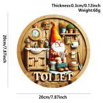 2D Flat Wooden Bathroom Hanging Decor Sign – Rustic Toilet / Washroom Wall Plaque