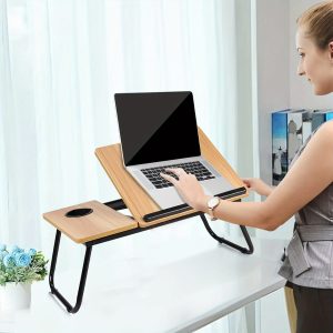 Wooden Profile 5-Levels Adjustable Angle Foldable Study Table (with Cup Slot)