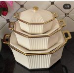 Ridged Serving Dishes Set – 3-Piece (2.0 L, 1.0 L & 0.65 L)